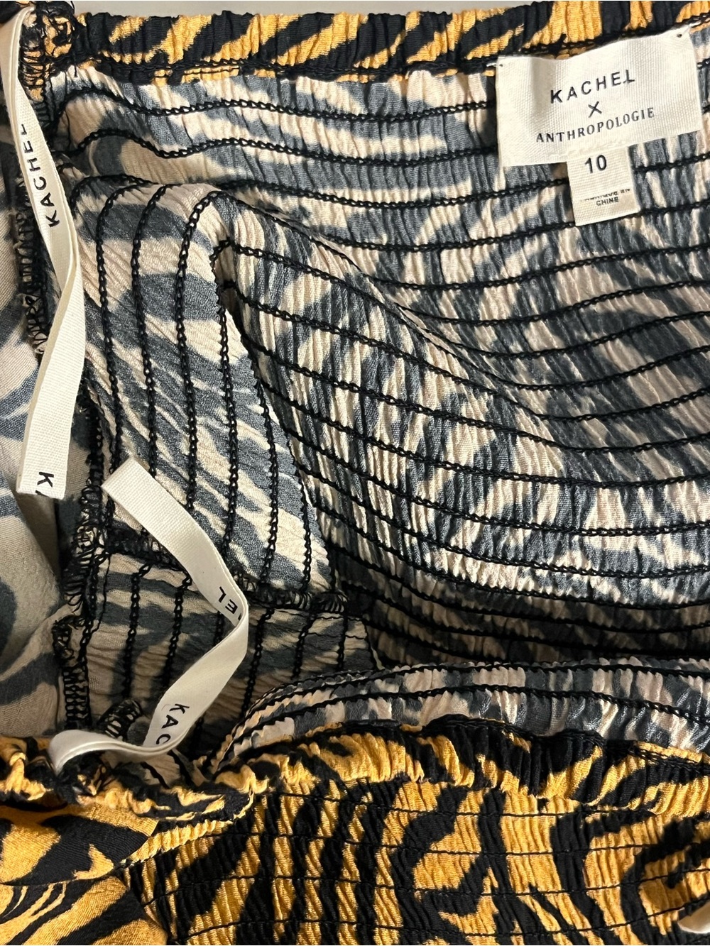 Kachel x Anthropologie Tiger-Striped Jumpsuit Wide Leg Smocked Animal Artsy 10 - Picture 9 of 12